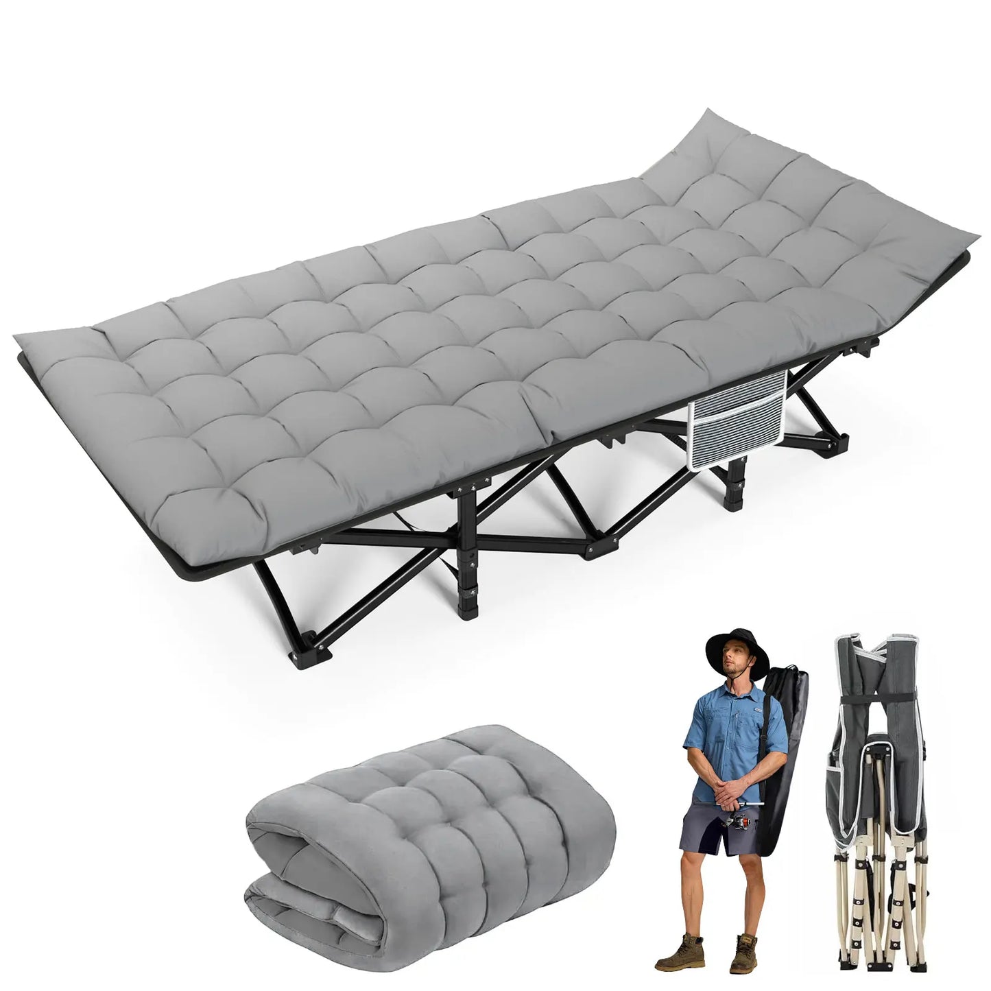 🛏️ Cama de Camping Premium – Plegable, Robusta y Lista para tu Descanso en Cualquier Lugar