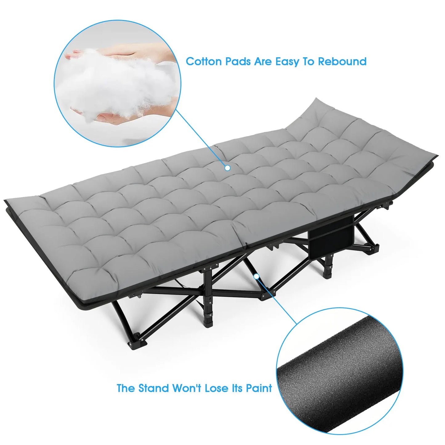 🛏️ Cama de Camping Premium – Plegable, Robusta y Lista para tu Descanso en Cualquier Lugar