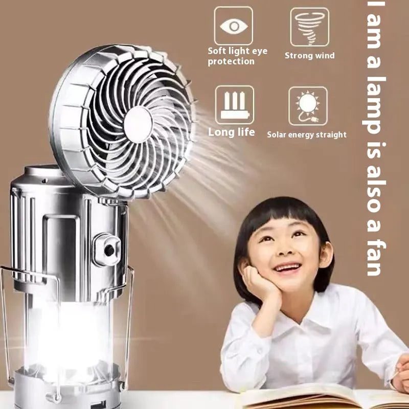 🔦🌬️ Lámpara Solar con Ventilador AWEN – Luz, Brisa y Comodidad en tus Aventuras